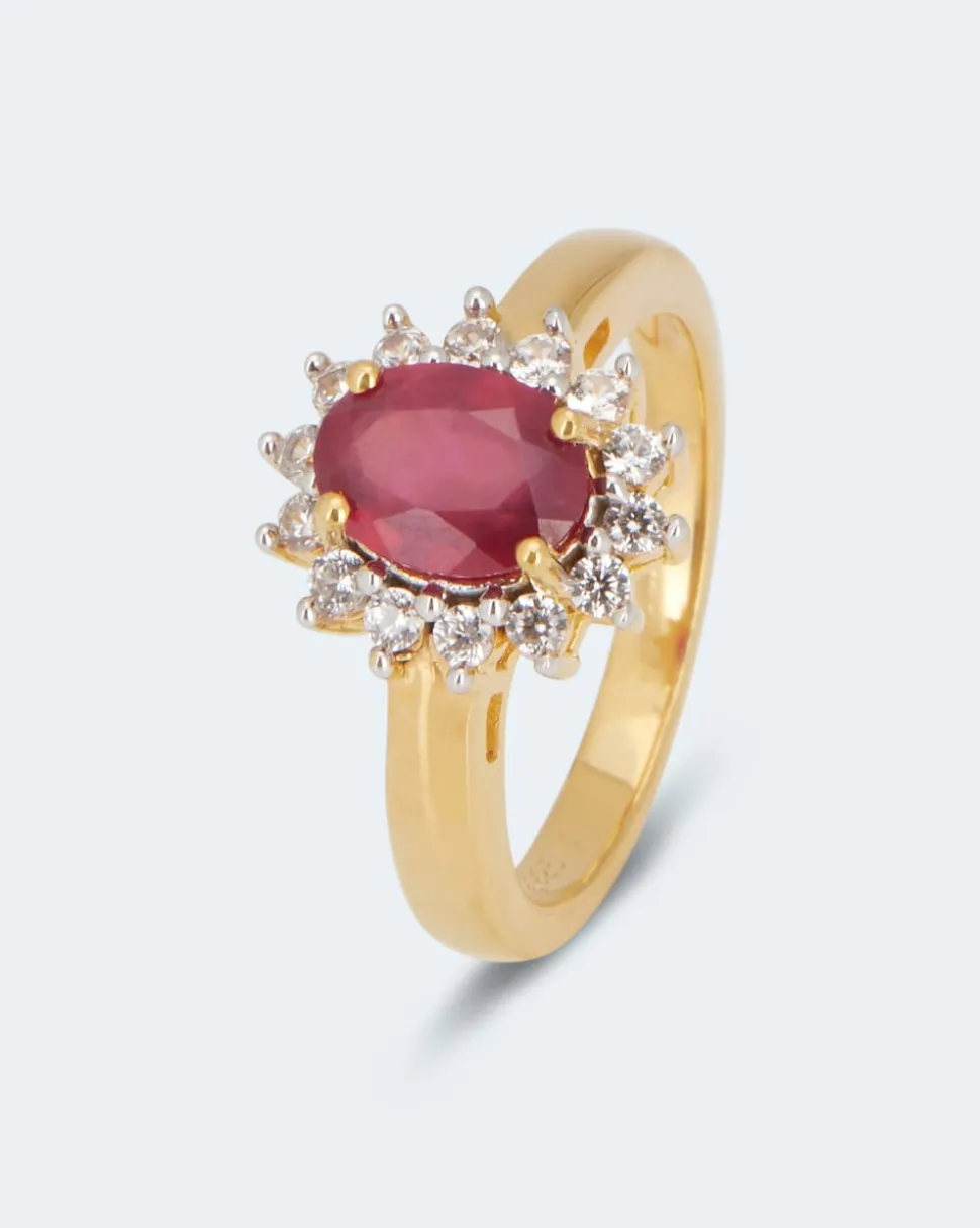 Ring mit Sambia Rubin und Zirkon