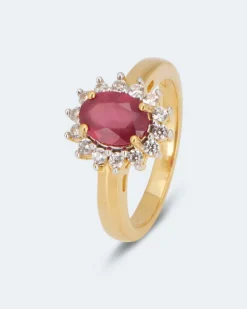 Ring mit Sambia Rubin und Zirkon