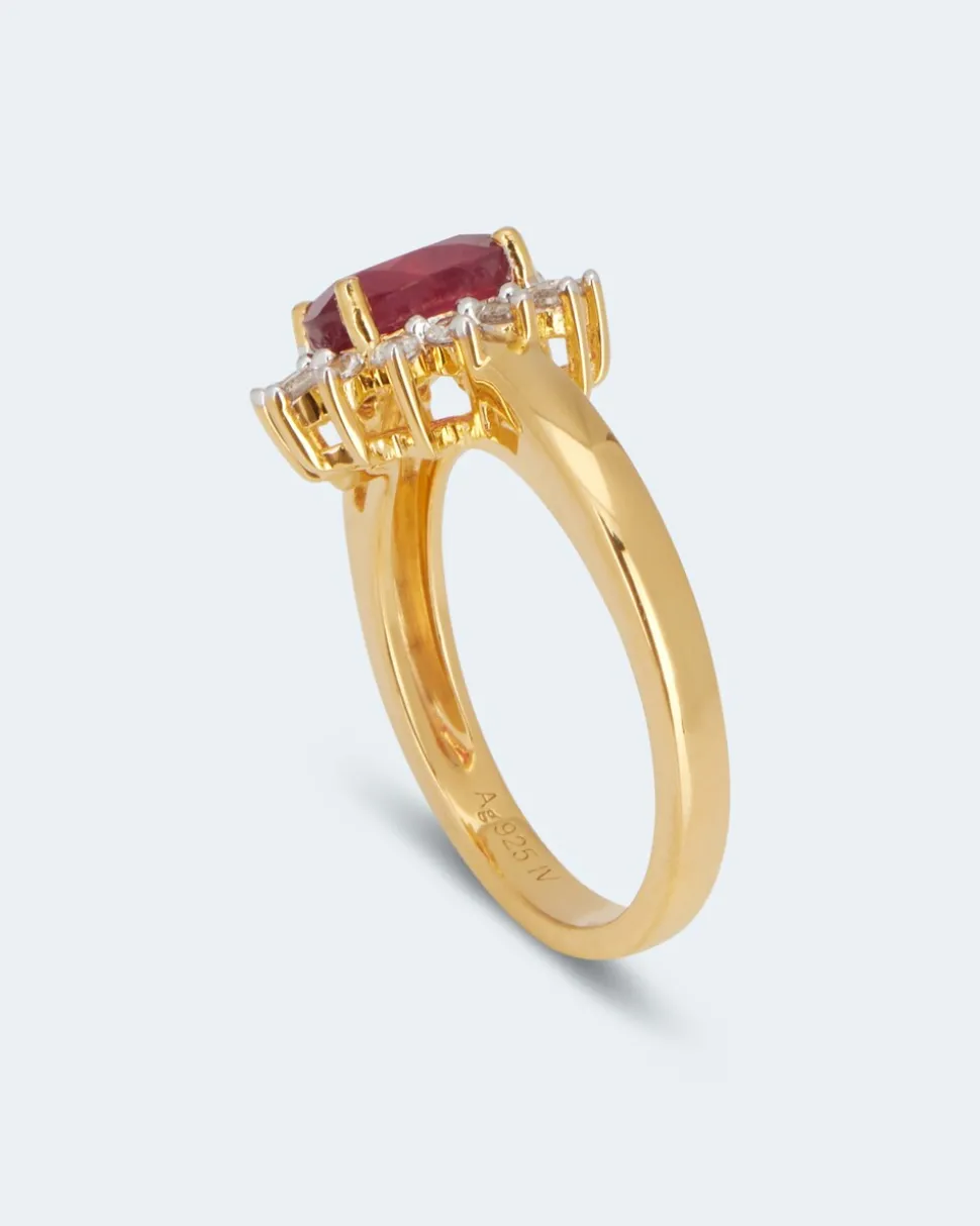Ring mit Sambia Rubin und Zirkon