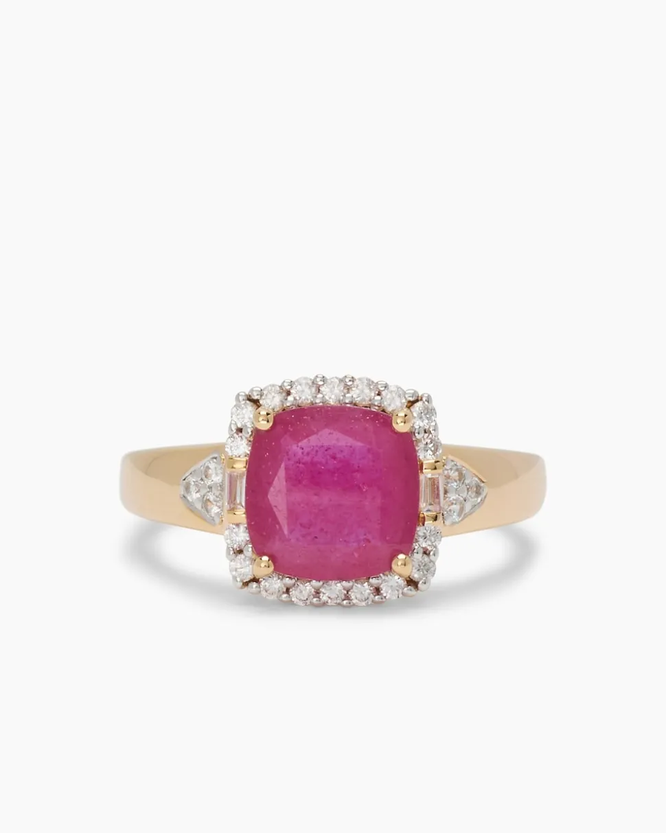 Ring mit Sambia Rubin und Zirkon