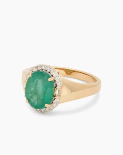 Ring mit Sambia Smaragd + Brillanten