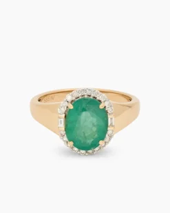 Ring mit Sambia Smaragd + Brillanten