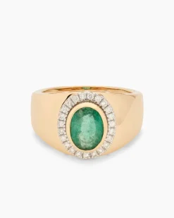 Ring mit Sambia Smaragd + Brillanten