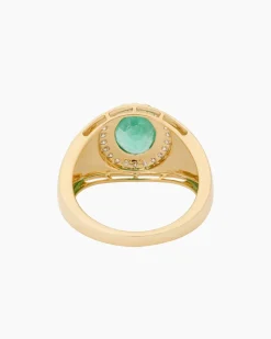 Ring mit Sambia Smaragd + Brillanten