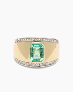 Ring mit Sambia Smaragd + Diamanten