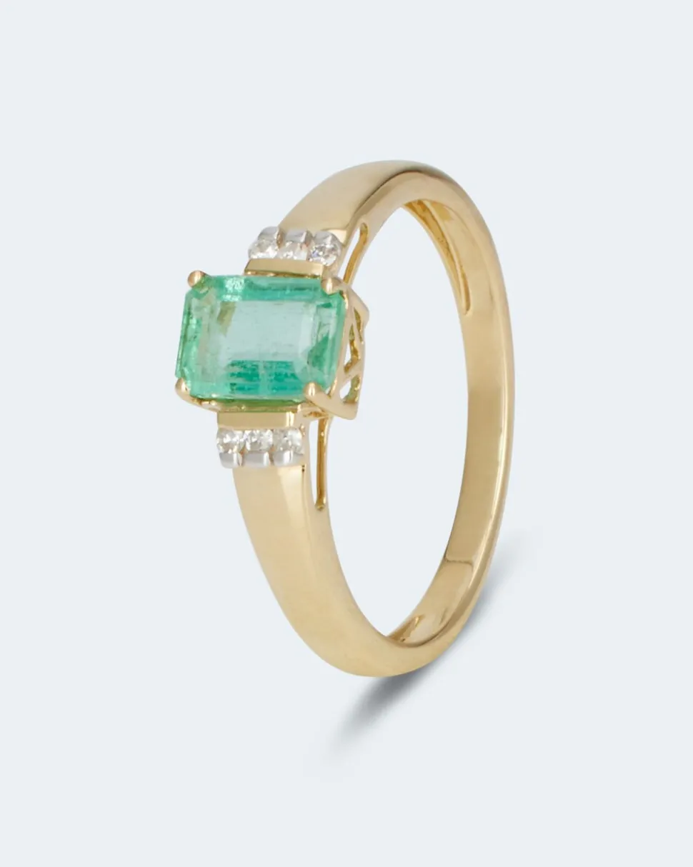 Ring mit Sambia Smaragd und Diamant