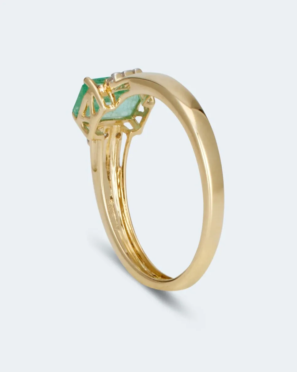 Ring mit Sambia Smaragd und Diamant