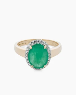 Ring mit Sambia Smaragd und Zirkon