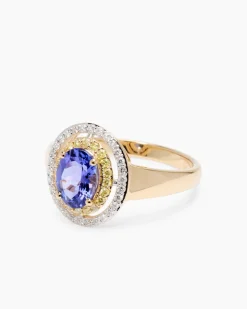 Ring mit Tansanit AAAAA Blaues Gold von Afrika & Brillanten