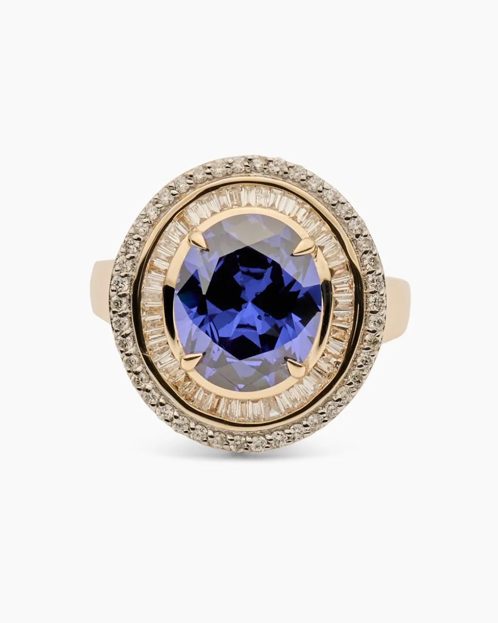 Ring mit Tansanit AAAAA und Diamant
