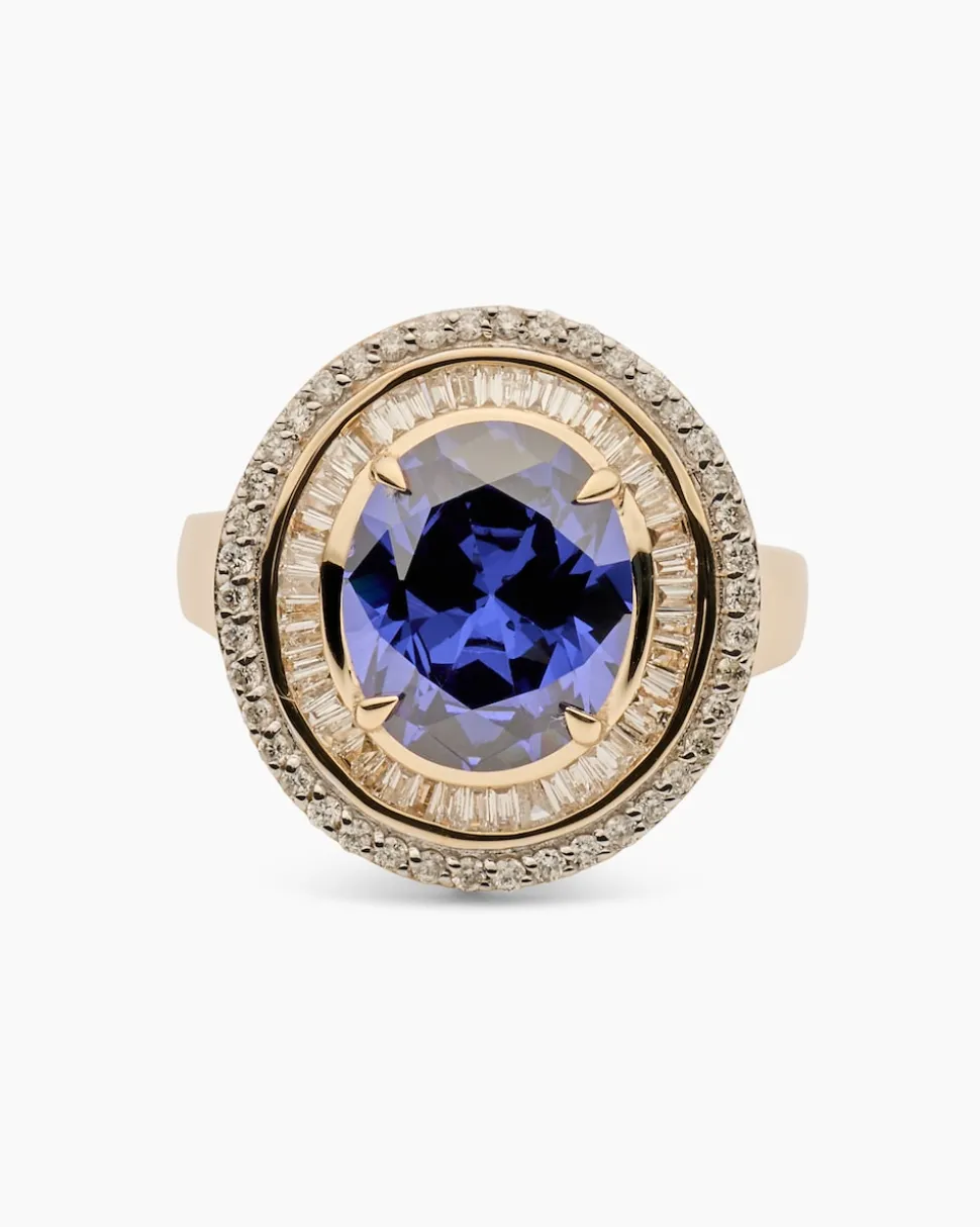 Ring mit Tansanit AAAAA und Diamant