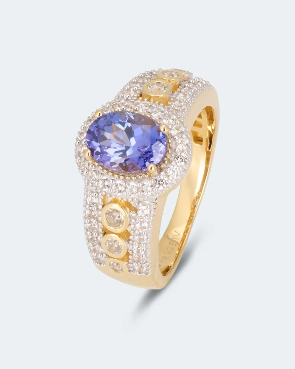 Ring mit Tansanit AAAAA & Zirkon