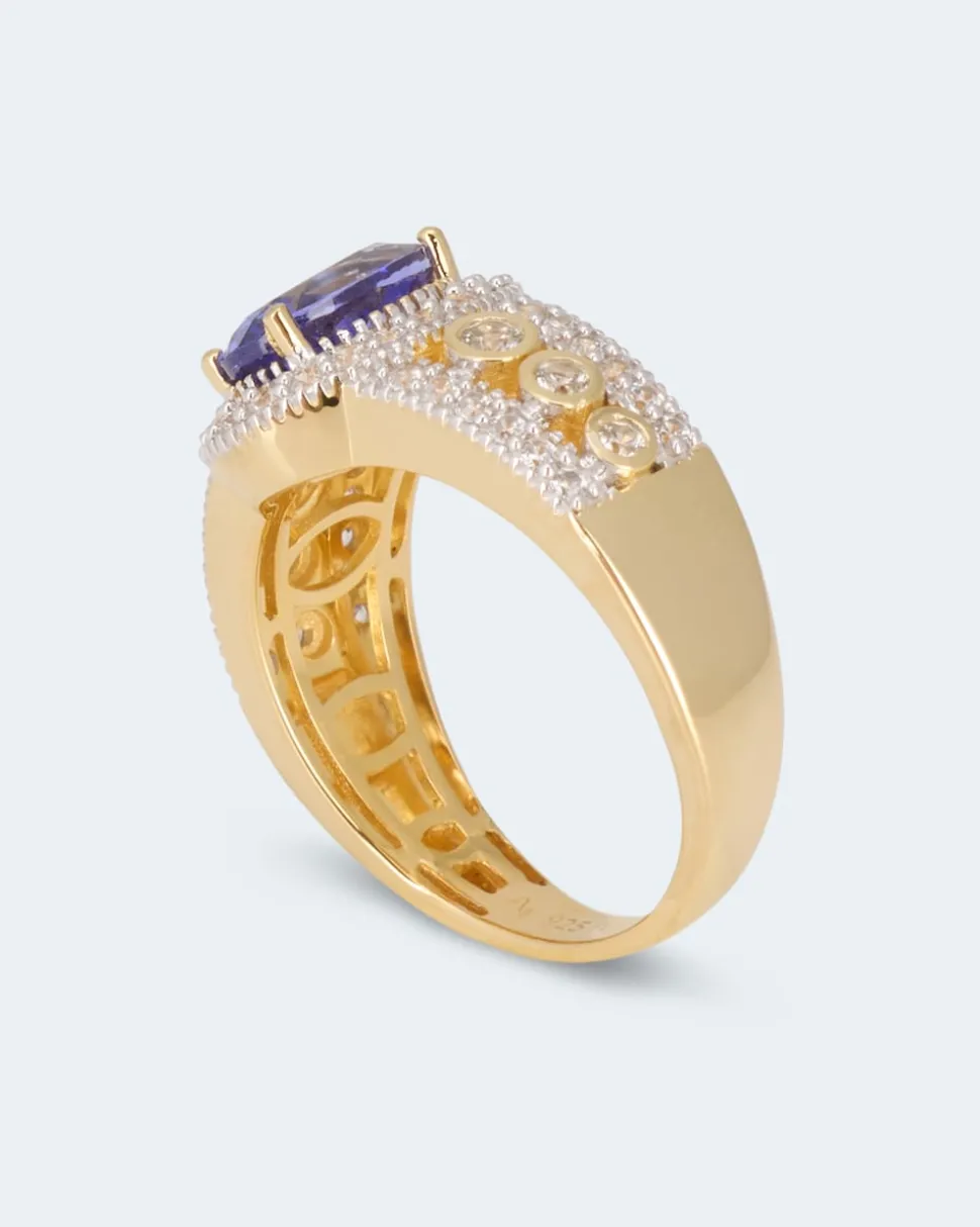 Ring mit Tansanit AAAAA & Zirkon