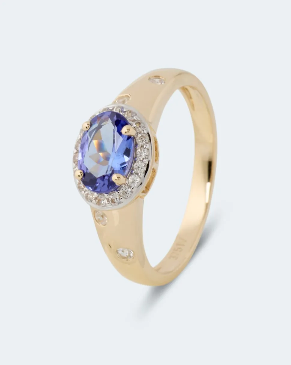 Ring mit Tansanit AAAAA & Zirkonen
