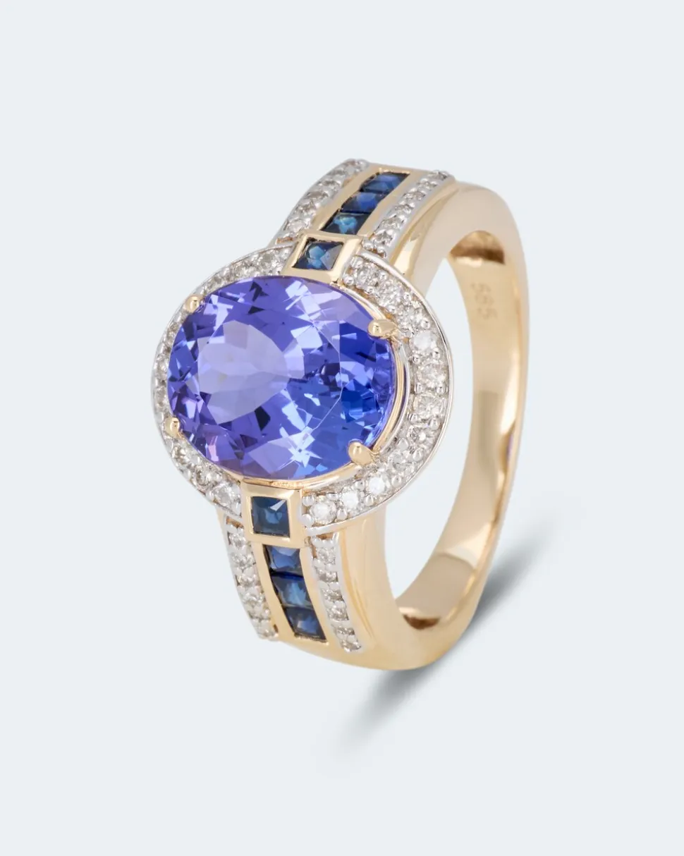 Ring mit Tansanit AAAA+ & Brillanten