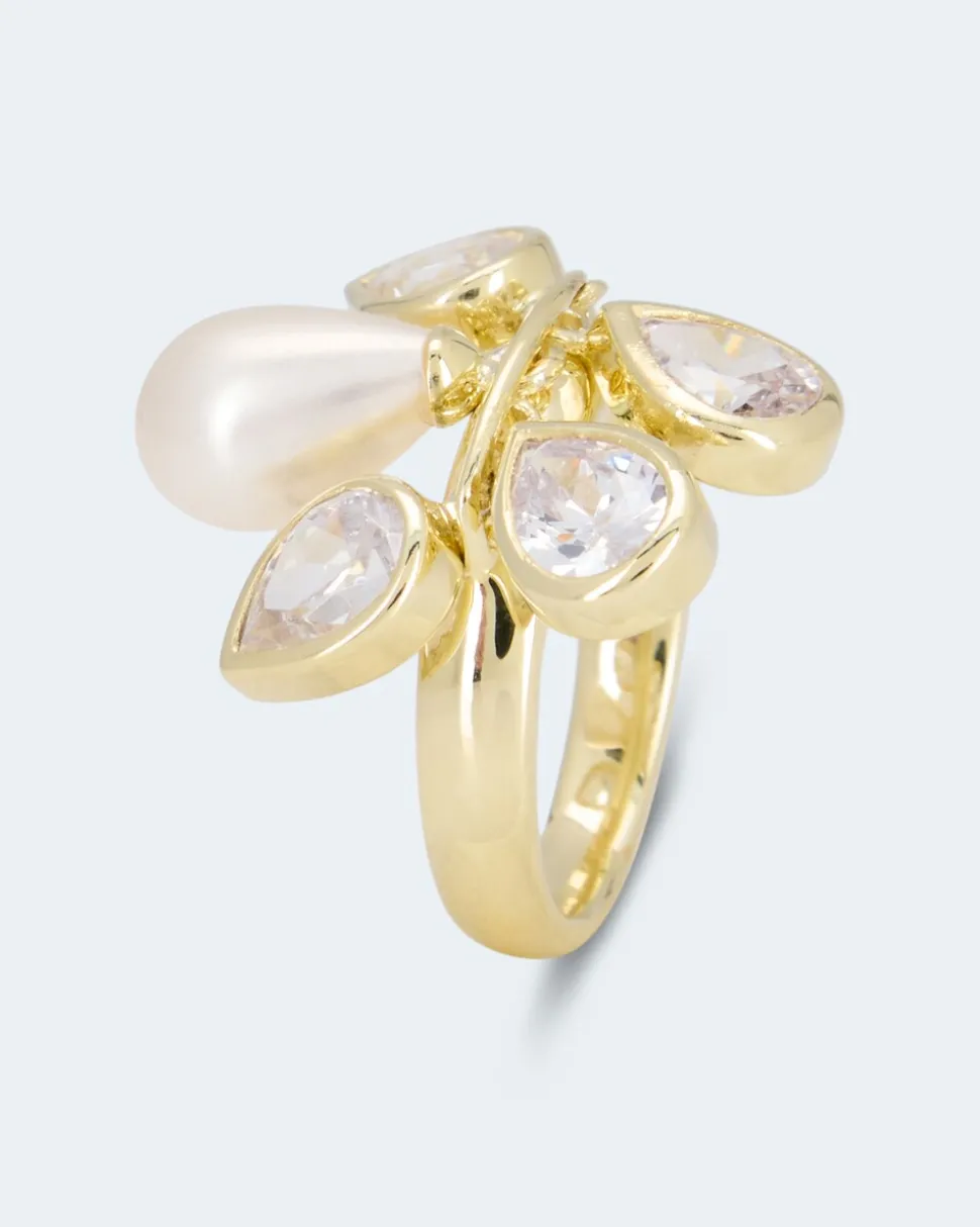 Ring MK-Perle 7x11 mm und Zirkonia
