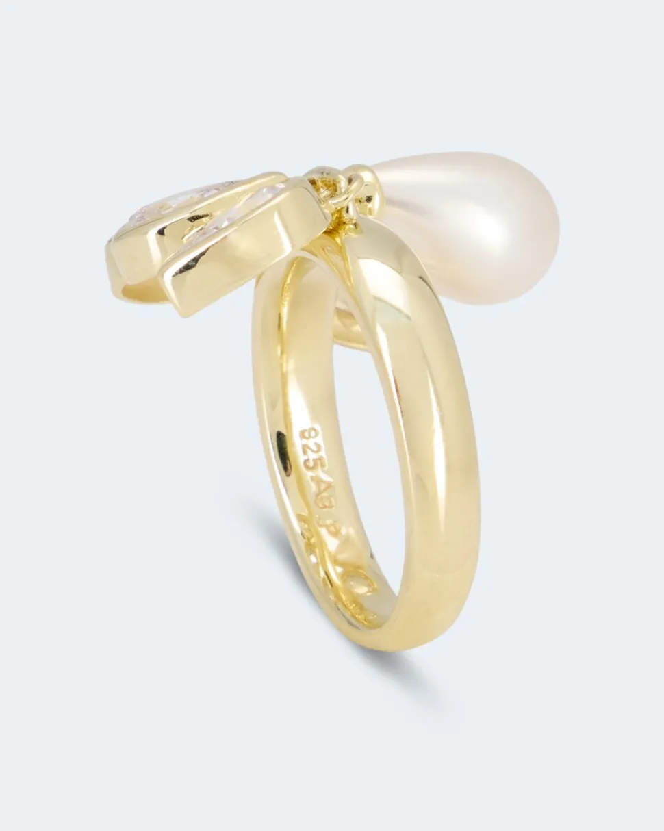 Ring MK-Perle 7x11 mm und Zirkonia