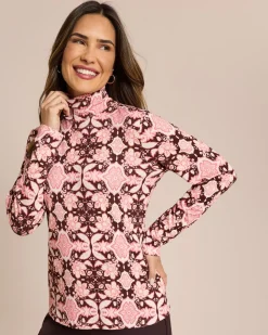 Rollkragen Shirt mit Print