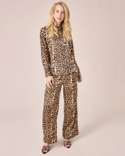 Satinhose mit Leodruck