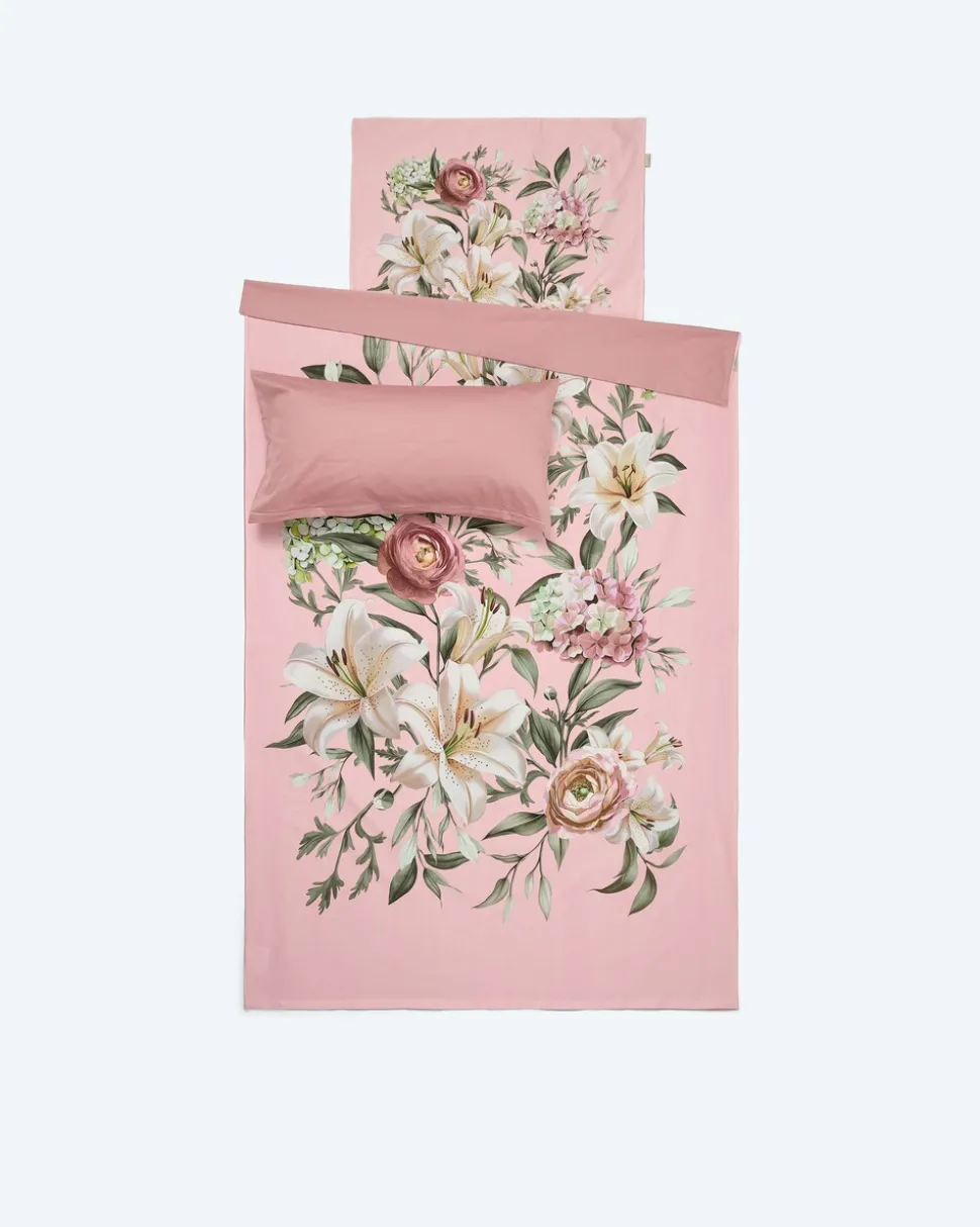 Satin-Wendebettwäsche "Floral", 3tlg.