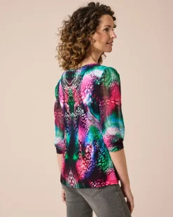 Shirt Materialmix mit Alloverdruck