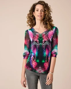 Shirt Materialmix mit Alloverdruck