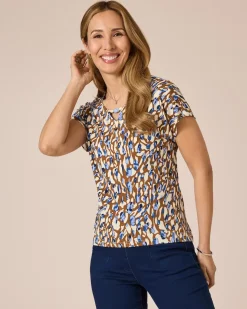Shirt mit Animal-Druck und Schmuckstein