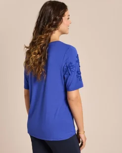 Shirt mit Blumenapplikation