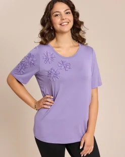 Shirt mit Blumenapplikation