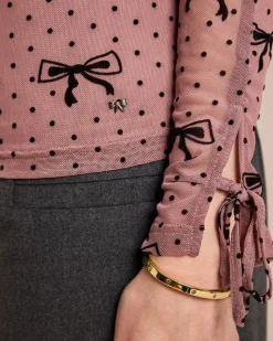 Shirt mit Flockdruck und Schleifen