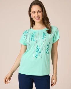 Shirt mit Folien-Druck und Pailletten