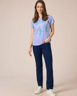 Shirt mit Folien-Druck und Pailletten