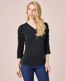 Shirt mit gerafften Ärmeln