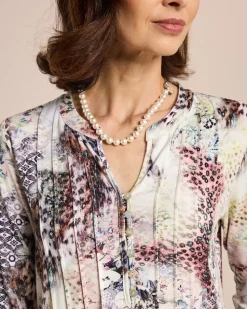 Shirt mit Knopfleiste und Kelchkragen