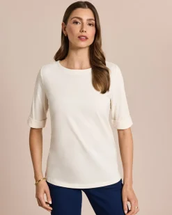 Shirt mit langem Halbarm und Umschlag