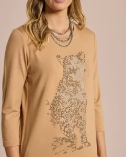 Shirt mit Leoparden-Strassprint