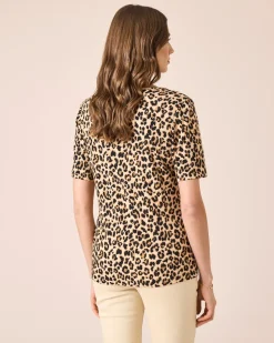 Shirt mit Leo-Print & Strass