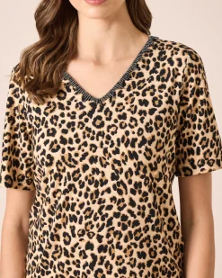 Shirt mit Leo-Print & Strass