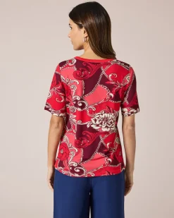 Shirt mit Ornament- und Rosendruck