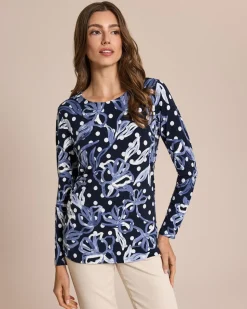 Shirt mit Punkte-Blumen und 3D-Druck