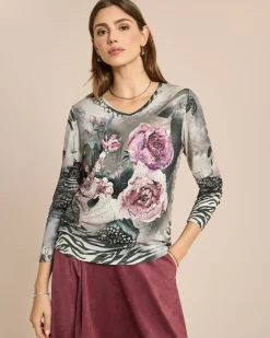 Shirt mit Rosen-Animal-Druck