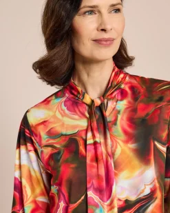 Shirt mit Schluppe und Alloverdruck