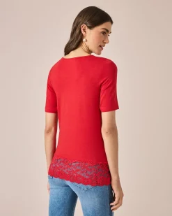 Shirt mit Spitze, Doppelpack