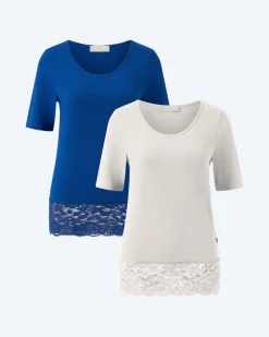 Shirt mit Spitze, Doppelpack