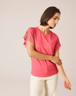 Shirt mit Spitzenärmeln