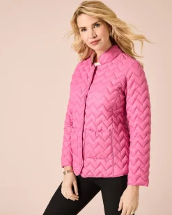 Steppjacke mit kontrastfarbigem Futter
