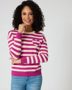 Streifenpullover mit Herzdetail