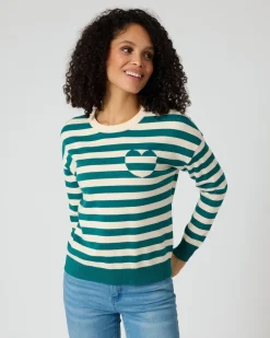 Streifenpullover mit Herzdetail