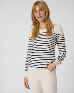 Streifenpullover mit Wellensaum