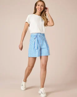 Streifen-Shorts mit Gürtel